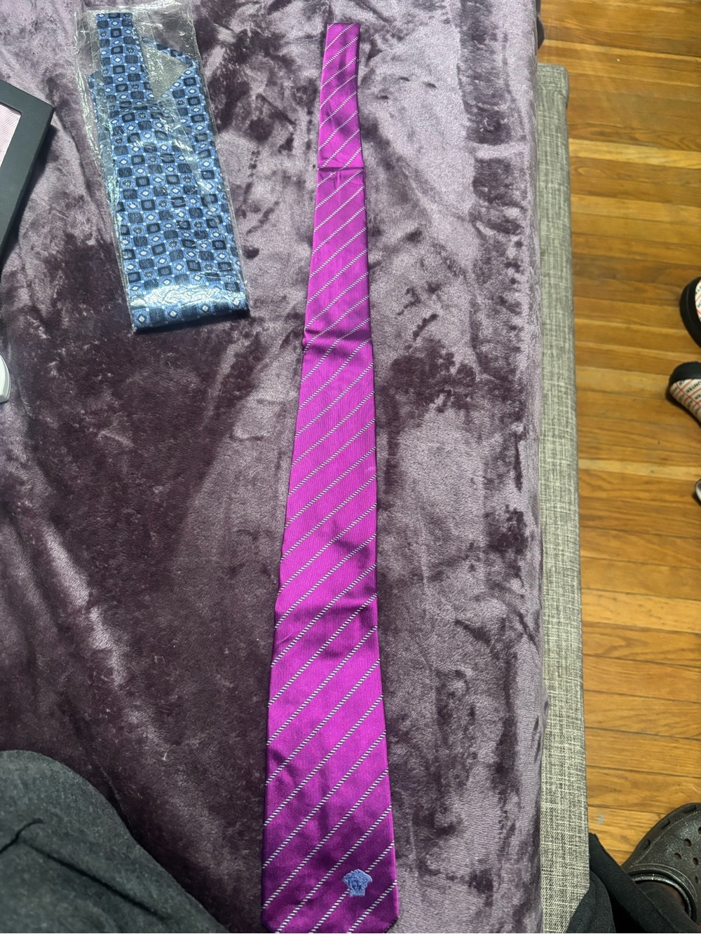 Versace Purple Striped Silk Tie